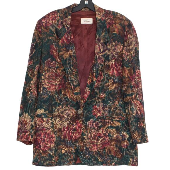 Worthington Vintage Blazer Tapestry Academia Cottage Retro Grandma Floral 14 - Picture 1 of 7
